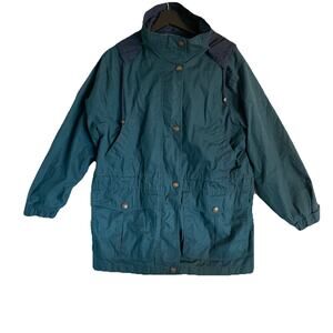 Pacific Trail Vintage 90s 80s Men's Parka Jacket Coat Size L Blue Teal Hooded